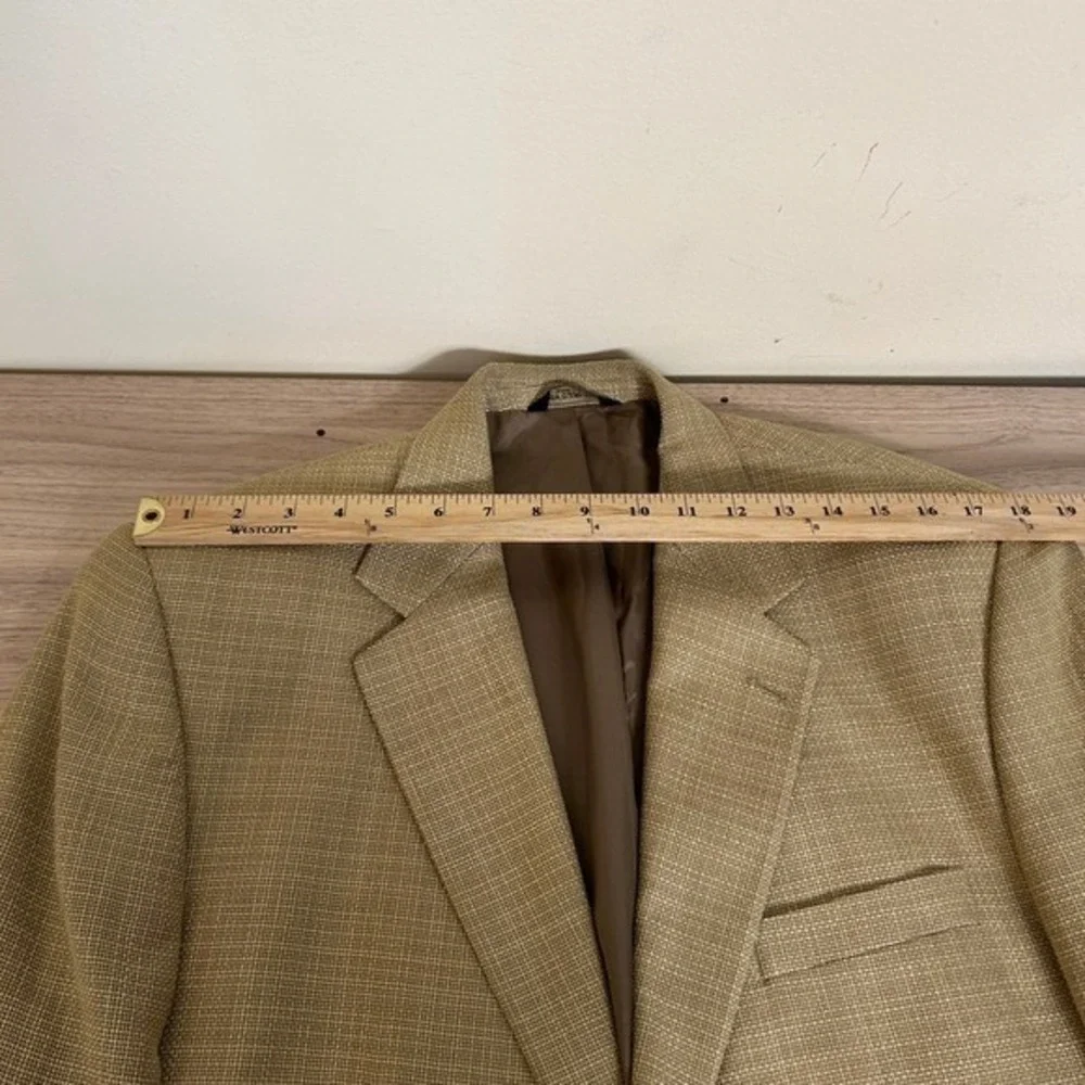 Chaps 100% Silk Two Button Blazer Tan 42R Good